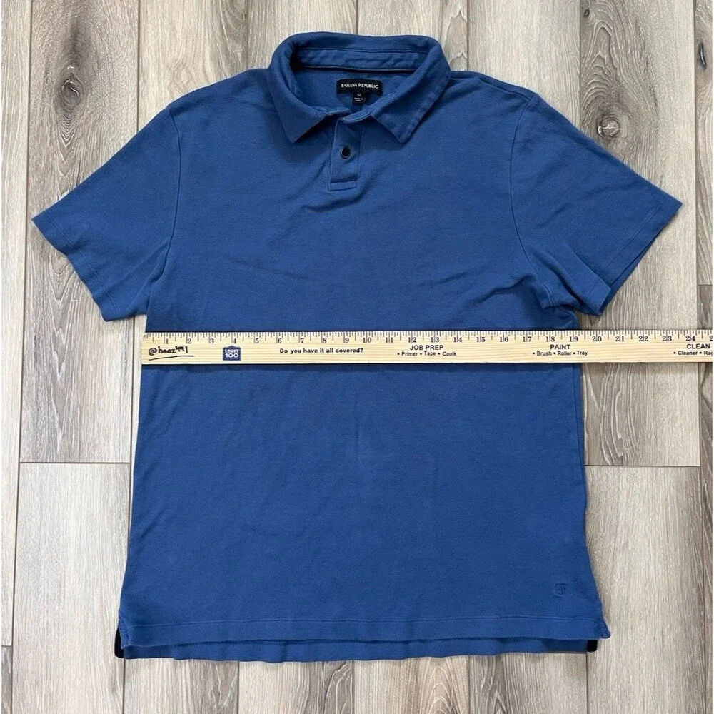 Banana Republic Polo Shirt Blue 100% Cotton 2-Button Pullover Men’s Size Medium